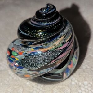 Rollin Karg Dichroic Swirl  Glass Art Piece Paperweight.